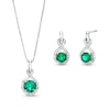 Thumbnail Image 1 of Lab-Created Emerald and White Lab-Created Sapphire Infinity Pendant, Drop Earrings and Bracelet Set in Sterling Silver