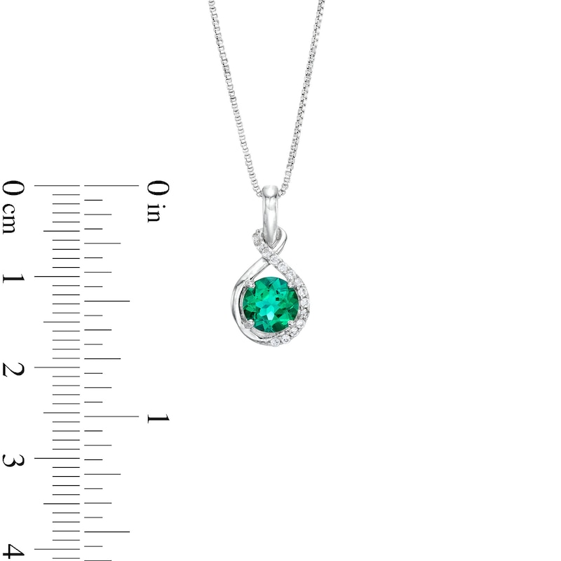 Main Image 5 of Lab-Created Emerald and White Lab-Created Sapphire Infinity Pendant, Drop Earrings and Bracelet Set in Sterling Silver