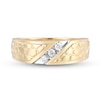 Thumbnail Image 4 of Men's 1/8 CT. T.W. Diamond Slant Three Stone Nugget Ring in 10K Gold