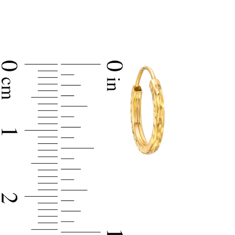 Main Image 3 of Diamond-Cut Endless 13.0mm Hoop Earrings in Hollow 14K Gold