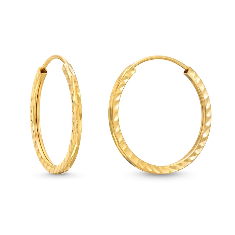 Main Image 1 of Diamond-Cut Endless 20.0mm Hoop Earrings in Hollow 14K White Gold
