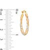 Thumbnail Image 3 of 25.0mm Twist Oval Hoop Earrings in Hollow 14K Tri-Tone Gold