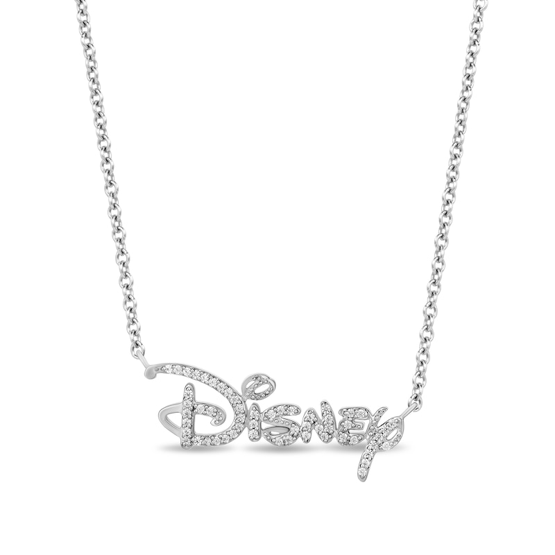 Main Image 1 of Enchanted Disney 1/6 CT. T.W. Diamond Script Necklace in Sterling Silver