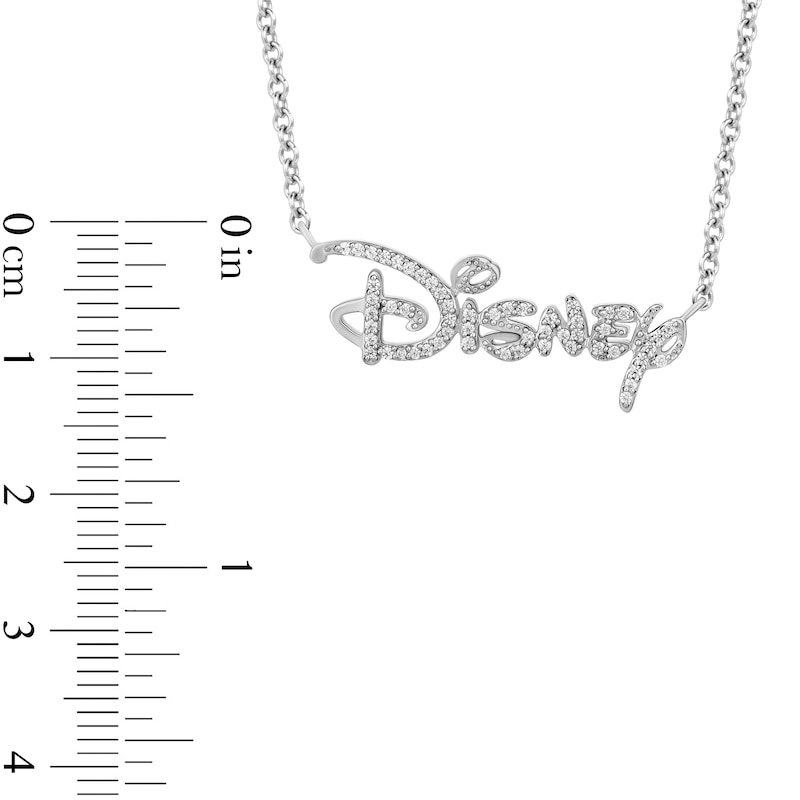 Collector's Edition Enchanted Disney 100th Anniversary 1/6 CT. T.W. Diamond Script Necklace in Sterling Silver