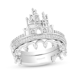 Collector's Edition Enchanted Disney 100th Anniversary 1/5 CT. T.W. Diamond Castle Ring Set in Sterling Silver