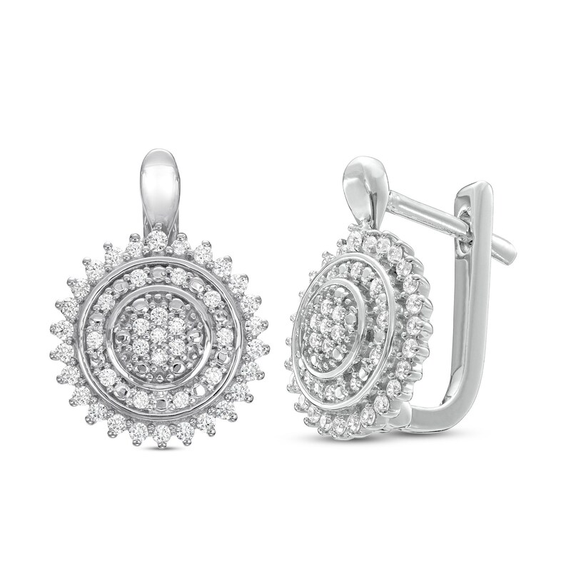 1/4 CT. T.W. Multi-Diamond Multi-Row Starburst Frame Drop Earrings in Sterling Silver