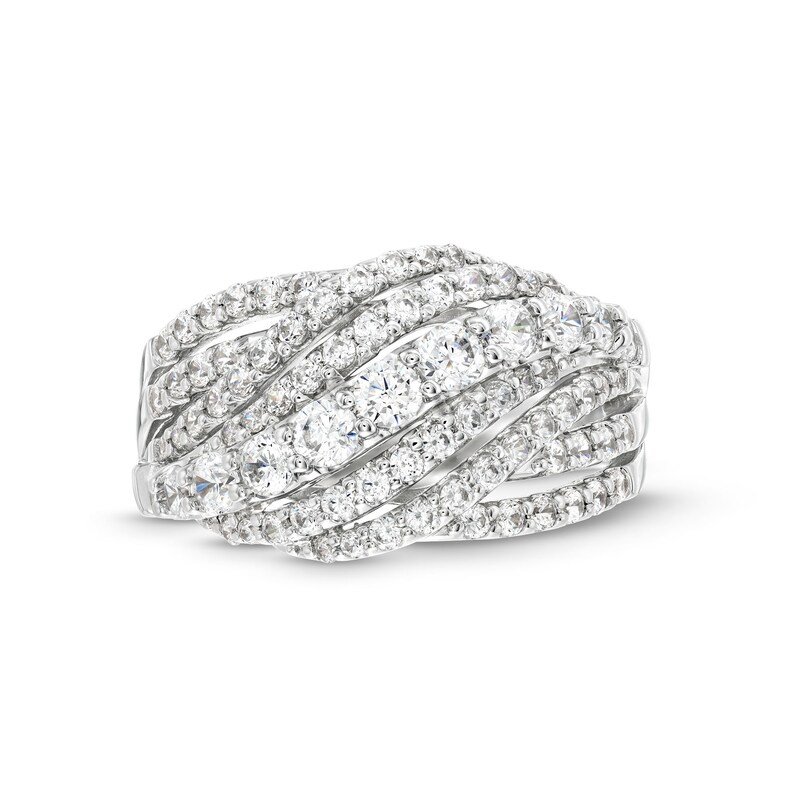 Main Image 4 of 1-1/2 CT. T.W. Certified Lab-Grown Diamond Rolling Waves Ring in 14K White Gold (F/SI2)