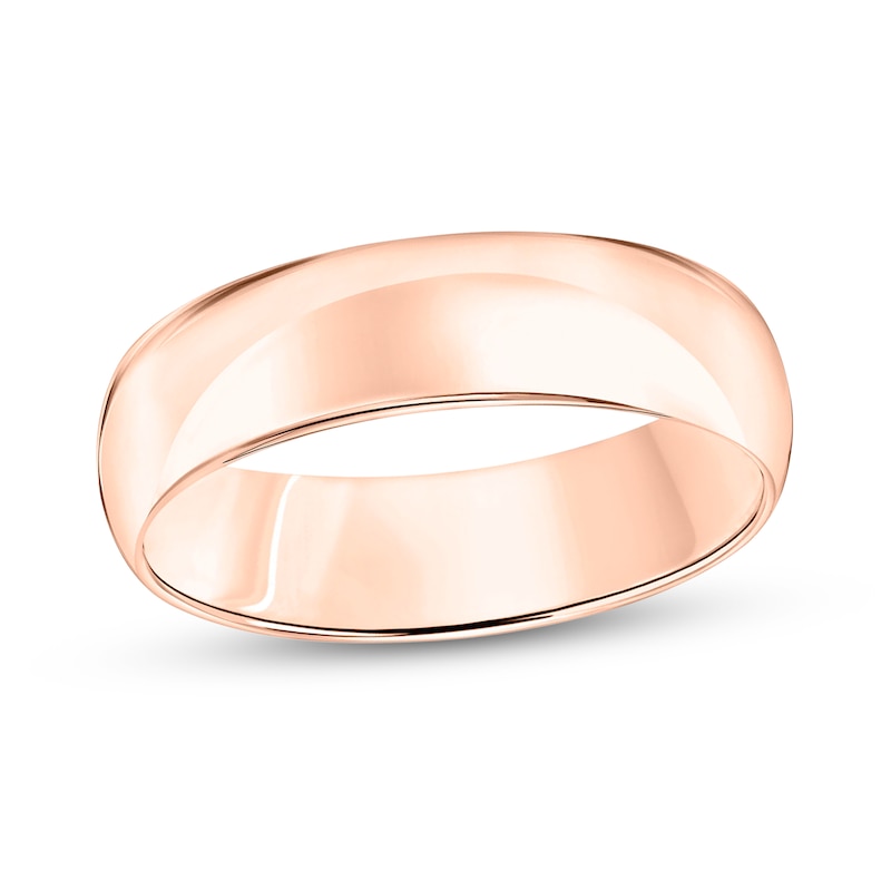 Main Image 1 of 6.0mm Engravable Low Dome Comfort-Fit Wedding Band in 10K Rose Gold (1 Line)