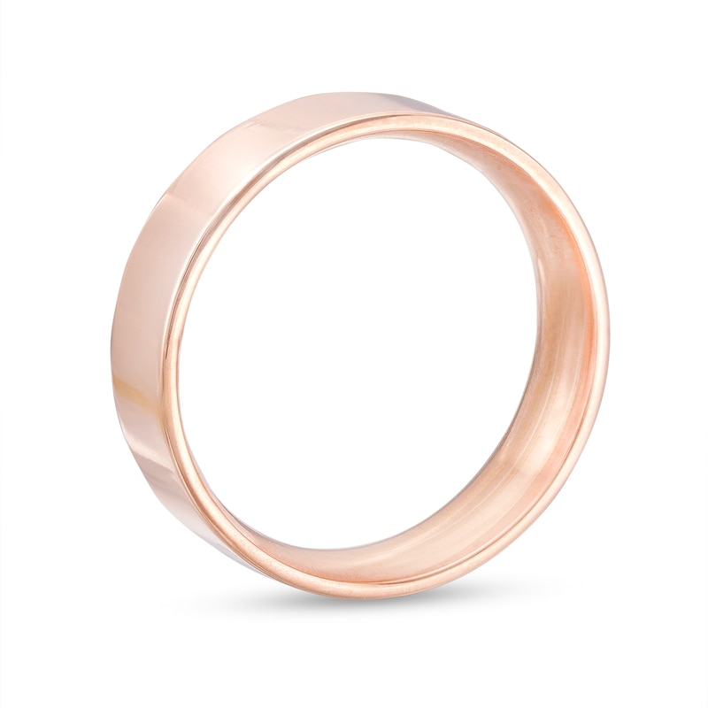 Main Image 3 of 6.0mm Engravable Flat Anniversary Band in 14K Rose Gold (1 Line)