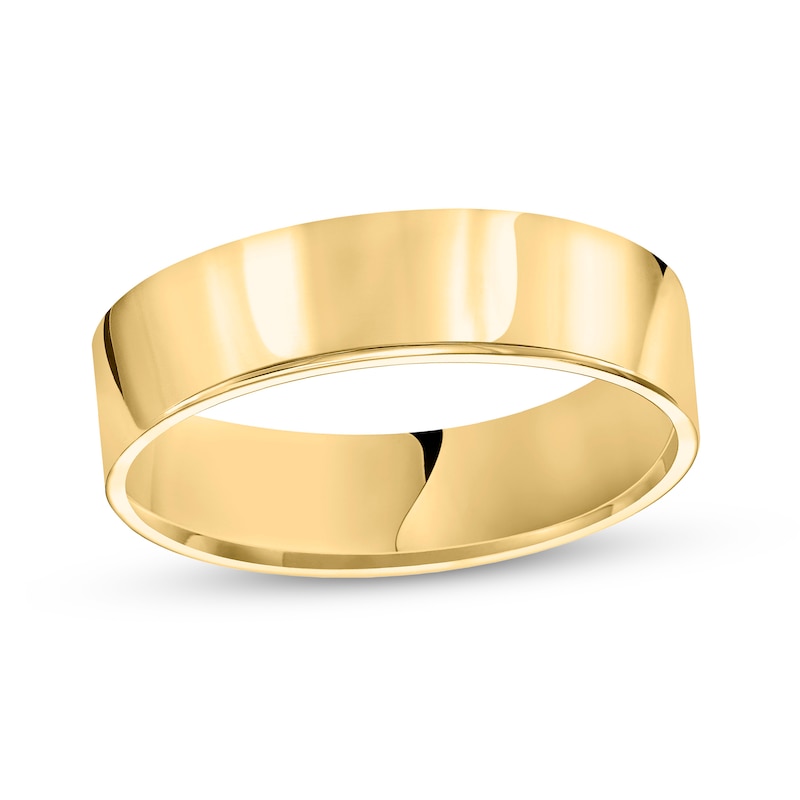 Main Image 1 of 6.0mm Engravable Flat Anniversary Band in 14K Gold (1 Line)