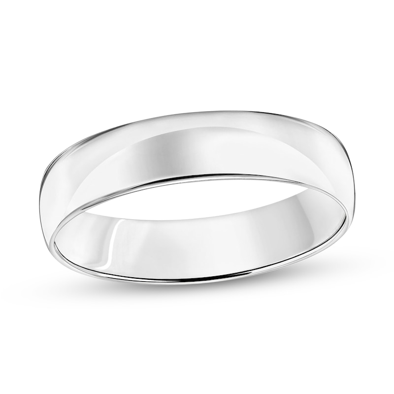 Main Image 1 of 5.0mm Engravable Low Dome Comfort-Fit Wedding Band in 14K White Gold (1 Line)