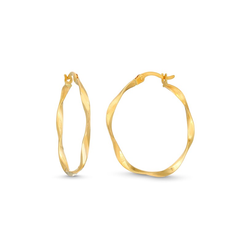 Main Image 1 of 25.0mm Loose Twist Hoop Earrings in Hollow 14K Gold