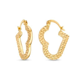 Diamond-Cut Heart-Shaped Hoop Earrings in Hollow 14K Gold