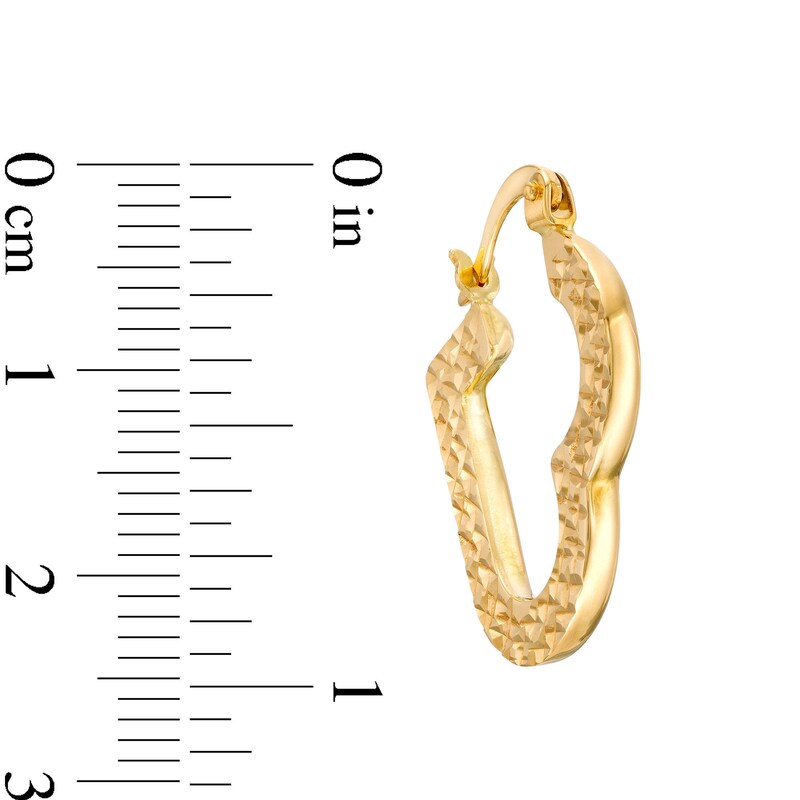Main Image 3 of Diamond-Cut Heart-Shaped Hoop Earrings in Hollow 14K Gold
