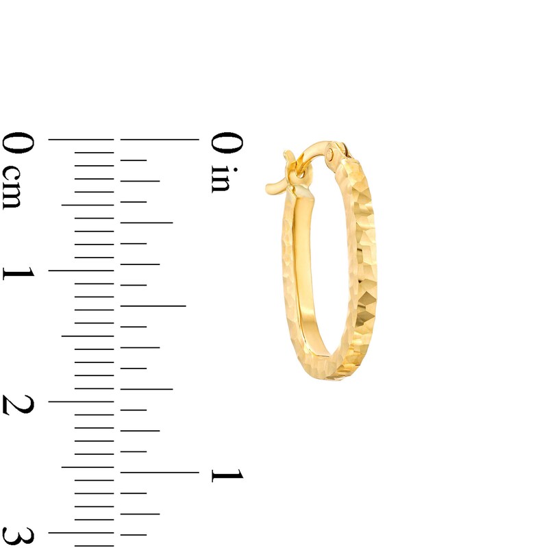 Main Image 3 of Diamond-Cut Oval Hoop Earrings in Hollow 14K Gold