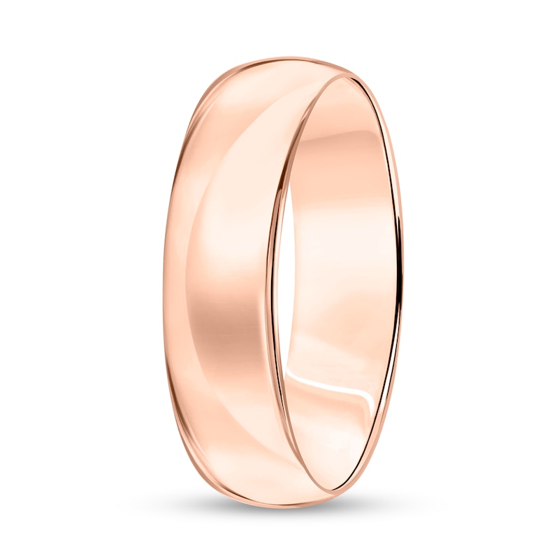 Main Image 2 of 6.0mm Engravable Low Dome Comfort-Fit Wedding Band in 14K Rose Gold (1 Line)