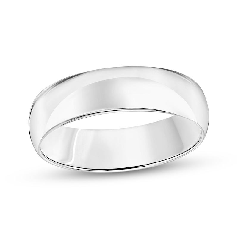 Main Image 1 of 6.0mm Engravable Low Dome Comfort-Fit Wedding Band in 14K White Gold (1 Line)