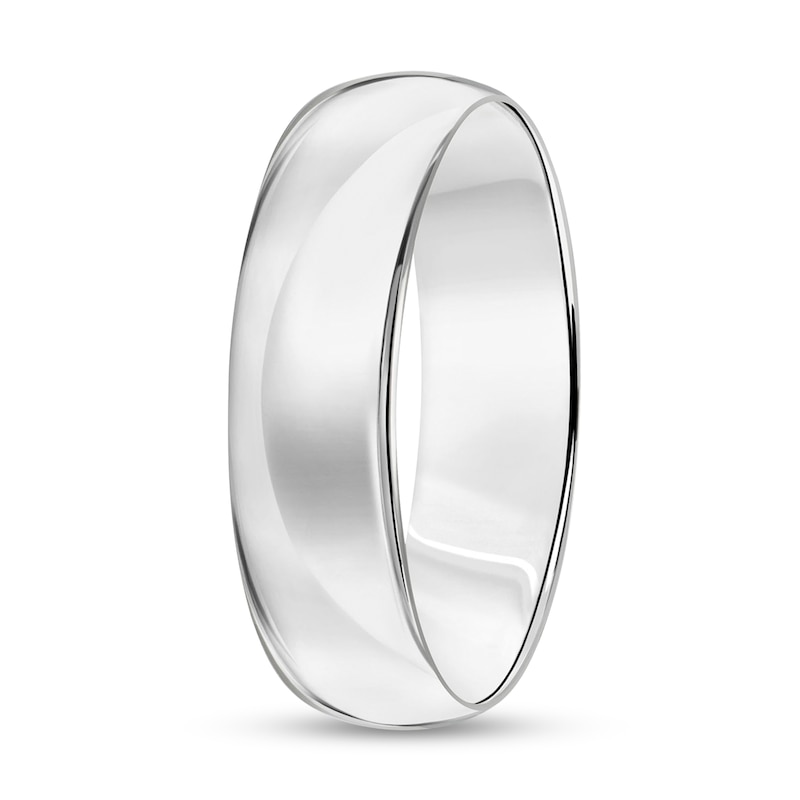 Main Image 2 of 6.0mm Engravable Low Dome Comfort-Fit Wedding Band in 14K White Gold (1 Line)