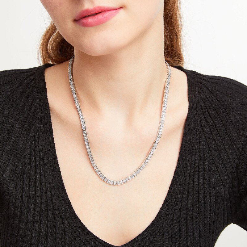 Main Image 2 of Men's 10 CT. T.W. Certified Lab-Grown Diamond Tennis Necklace in 14K White Gold (F/SI2) - 20"