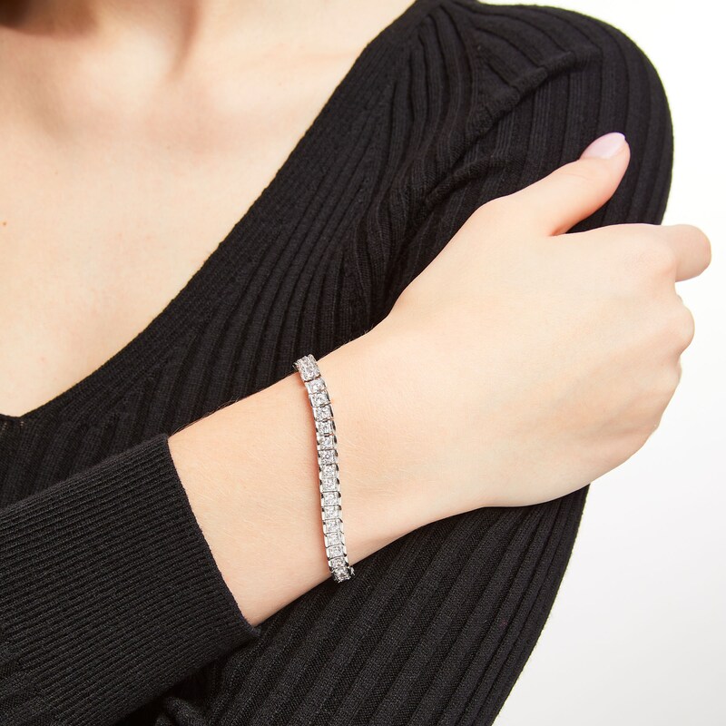 Main Image 2 of Men's 5 CT. T.W. Certified Lab-Grown Diamond Tennis Bracelet in 14K White Gold (F/SI2) - 8.5"