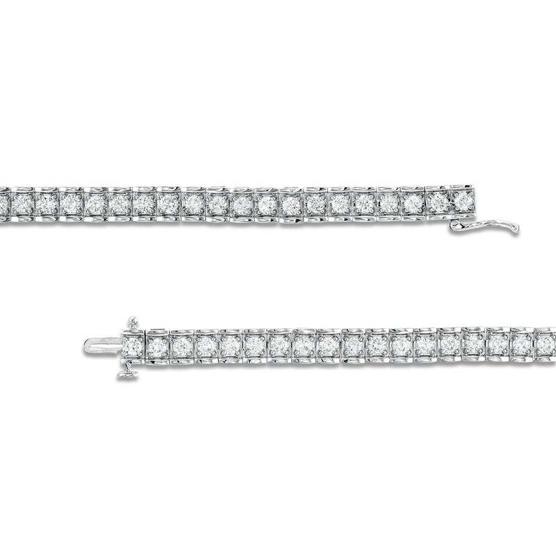 Main Image 3 of Men's 5 CT. T.W. Certified Lab-Grown Diamond Tennis Bracelet in 14K White Gold (F/SI2) - 8.5"