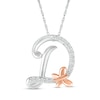 Thumbnail Image 1 of 1/20 CT. T.W. Diamond Cursive "D" with Butterfly Pendant in Sterling Silver and 10K Rose Gold