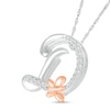Thumbnail Image 2 of 1/20 CT. T.W. Diamond Cursive "D" with Butterfly Pendant in Sterling Silver and 10K Rose Gold