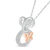 Thumbnail Image 2 of 1/20 CT. T.W. Diamond Cursive "E" with Butterfly Pendant in Sterling Silver and 10K Rose Gold