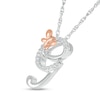 Thumbnail Image 2 of 1/20 CT. T.W. Diamond Cursive "G" with Butterfly Pendant in Sterling Silver and 10K Rose Gold