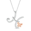 Thumbnail Image 1 of 1/20 CT. T.W. Diamond Cursive &quot;H&quot; with Butterfly Pendant in Sterling Silver and 10K Rose Gold