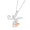 Thumbnail Image 2 of 1/20 CT. T.W. Diamond Cursive &quot;H&quot; with Butterfly Pendant in Sterling Silver and 10K Rose Gold