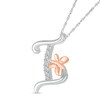 Thumbnail Image 2 of 1/20 CT. T.W. Diamond Cursive "I" with Butterfly Pendant in Sterling Silver and 10K Rose Gold