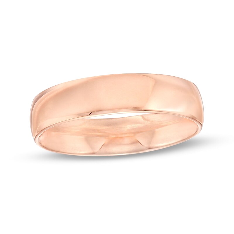 Main Image 1 of Men's 5.0mm Engravable Low Dome Comfort-Fit Wedding Band in 14K Rose Gold (1 Line)