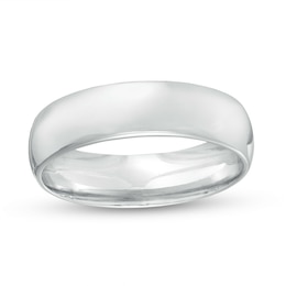6.0mm Engravable Low Dome Comfort-Fit Wedding Band in 14K White Gold (1 Line)