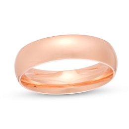 6.0mm Engravable Low Dome Comfort-Fit Wedding Band in 14K Rose Gold (1 Line)