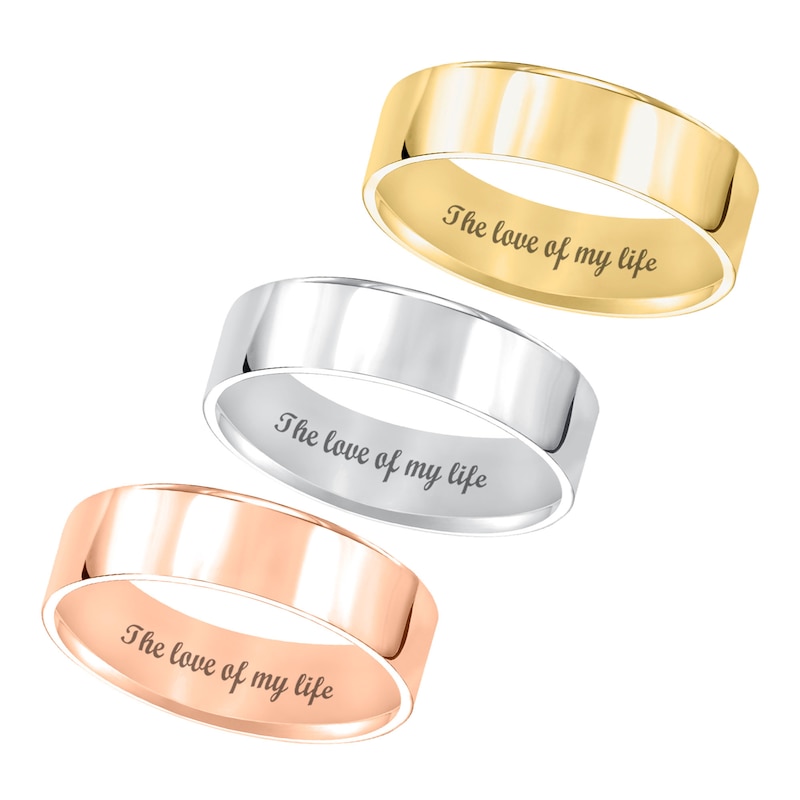 Main Image 2 of 6.0mm Engravable Flat Square-Edged Wedding Band in 14K Gold (1 Line)