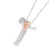 Thumbnail Image 2 of 1/20 CT. T.W. Diamond Cursive "T" with Butterfly Pendant in Sterling Silver and 10K Rose Gold