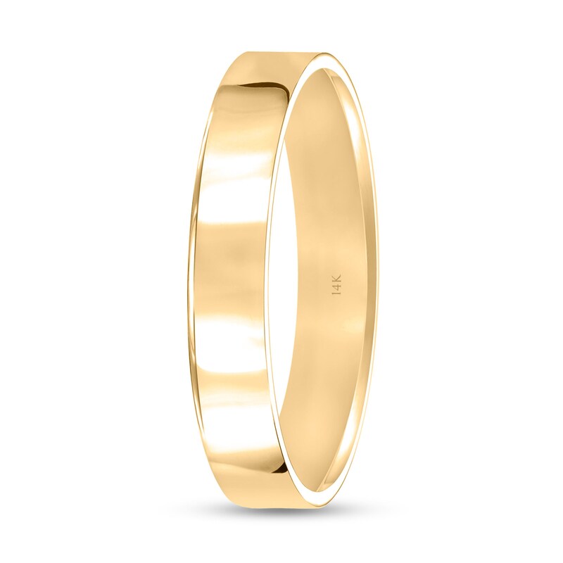 Main Image 2 of 4.0mm Engravable Flat Square-Edged Wedding Band in 14K Gold (1 Line)
