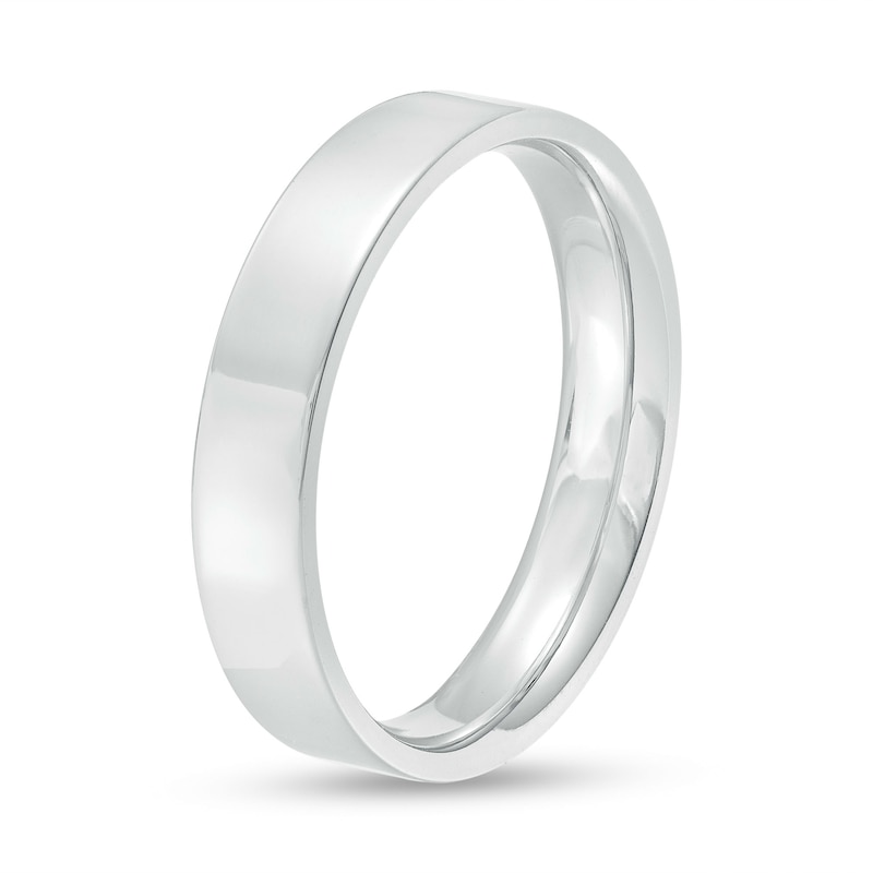 4.0mm Engravable Flat Square-Edged Wedding Band in 14K White Gold (1 Line)