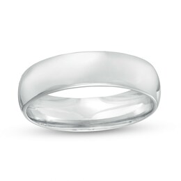 6.0mm Engravable Low Dome Comfort-Fit Wedding Band in 10K White Gold (1 Line)