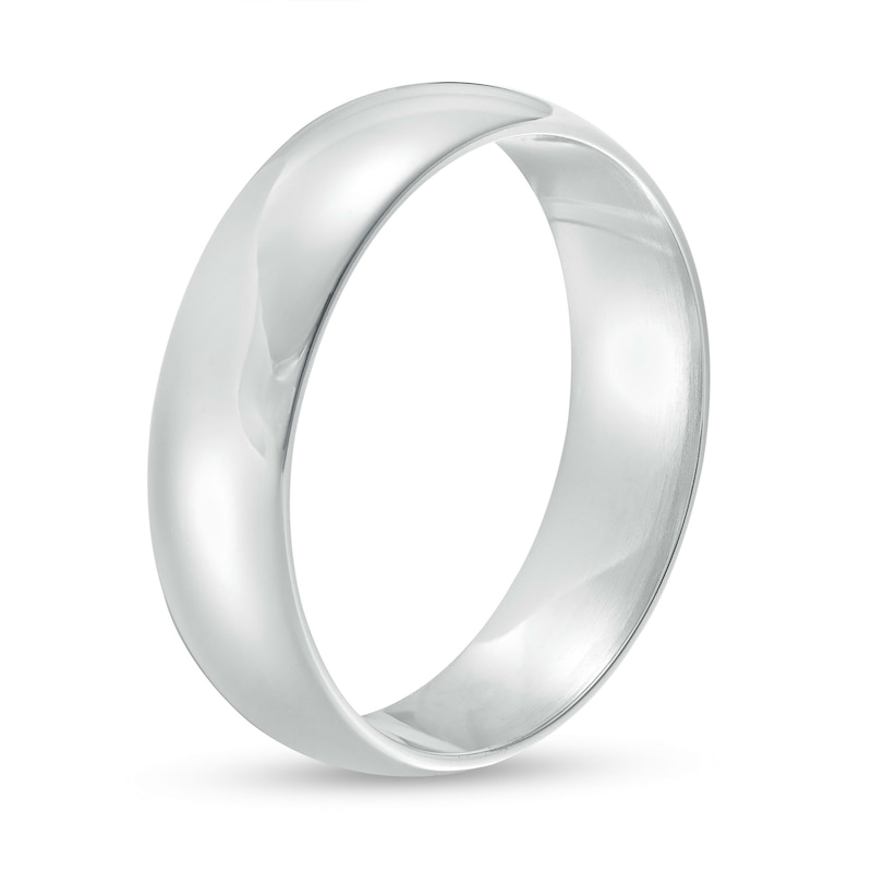 Main Image 3 of 6.0mm Engravable Low Dome Comfort-Fit Wedding Band in 10K White Gold (1 Line)