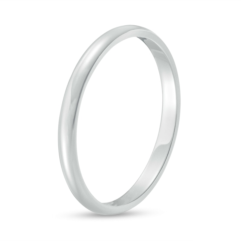 Main Image 3 of 2.0mm Engravable Low Dome Comfort-Fit Wedding Band in 14K White Gold (1 Line)