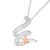 Thumbnail Image 2 of 1/20 CT. T.W. Diamond Cursive "W" with Butterfly Pendant in Sterling Silver and 10K Rose Gold