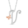 Thumbnail Image 1 of 1/20 CT. T.W. Diamond Cursive "V" with Butterfly Pendant in Sterling Silver and 10K Rose Gold