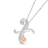 Thumbnail Image 2 of 1/20 CT. T.W. Diamond Cursive "X" with Butterfly Pendant in Sterling Silver and 10K Rose Gold
