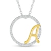 Thumbnail Image 1 of 1/10 CT. T.W. Diamond Circle with "A" Initial Pendant in Sterling Silver and 10K Gold