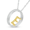 Thumbnail Image 2 of 1/10 CT. T.W. Diamond Circle with "E" Initial Pendant in Sterling Silver and 10K Gold