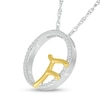 Thumbnail Image 2 of 1/10 CT. T.W. Diamond Circle with "F" Initial Pendant in Sterling Silver and 10K Gold