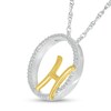 Thumbnail Image 2 of 1/10 CT. T.W. Diamond Circle with "H" Initial Pendant in Sterling Silver and 10K Gold
