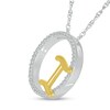 Thumbnail Image 2 of 1/10 CT. T.W. Diamond Circle with "I" Initial Pendant in Sterling Silver and 10K Gold